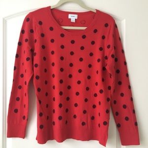 Old Navy Red Polka Dot Sweater - Size Large